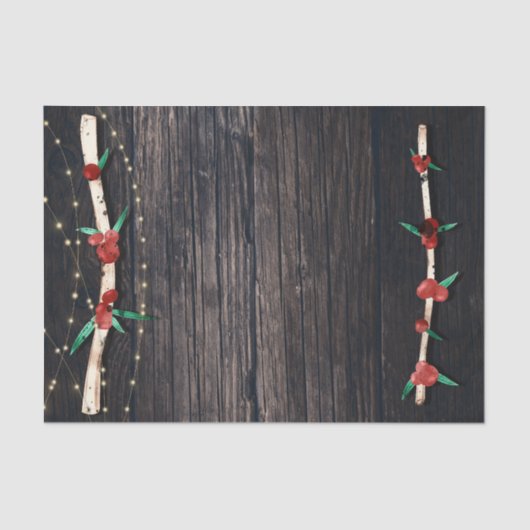 Papier Mousseline Red Berries Branches & Lumières Rustic Holiday Par (Recto)
