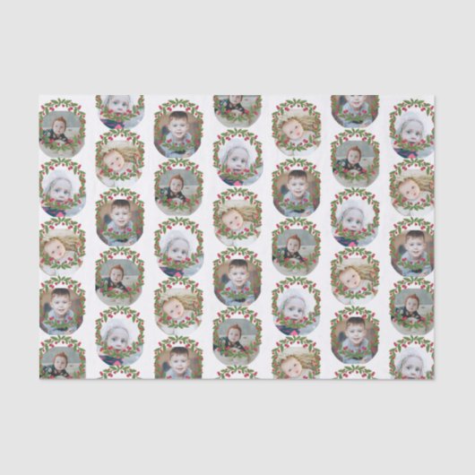 Papier Mousseline Red Berry Wreath Photo Collage Christmas (Recto)