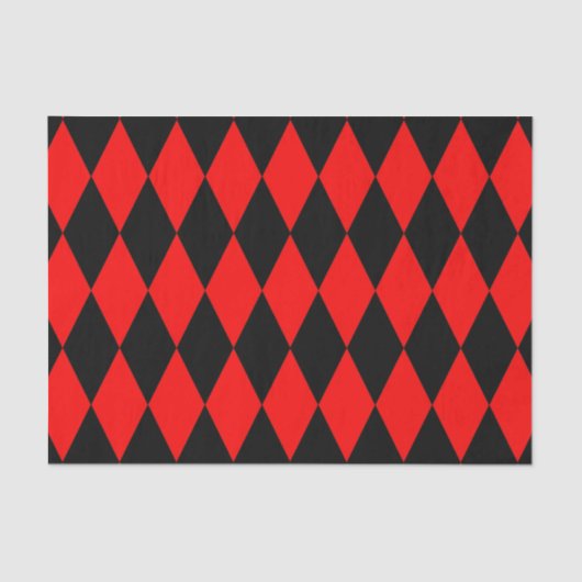 Papier Mousseline Red Black Harlequin Diamonds Checkers Design (Recto)