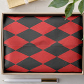 Papier Mousseline Red Black Harlequin Diamonds Checkers Design