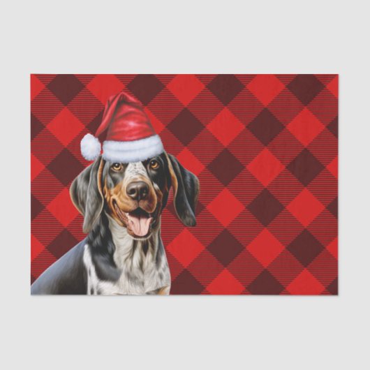 Papier Mousseline Red Buffalo Plaid Christmas Bluetick Coonhound Chi (Recto)