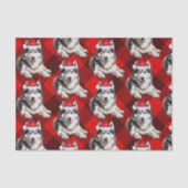 Papier Mousseline Red Buffalo Plaid Husky Dog Noël (Recto)