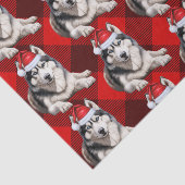 Papier Mousseline Red Buffalo Plaid Husky Dog Noël (Détail)