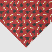 Papier Mousseline Red Caps Diplomas Pattern Graduation Party (Détail)