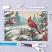 Papier Mousseline Red Cardinal Bird et Red Wild Berries (Artisanat)