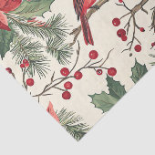 Papier Mousseline Red Cardinal on a Branch with Poinsettias (Détail)