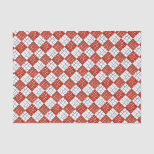 Papier Mousseline RED CHECK MOSAIC Tissue Paper (Recto)