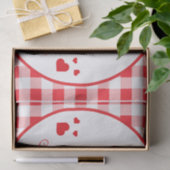 Papier Mousseline Red Check Red Hearts Valentine's Day (Cadeau)