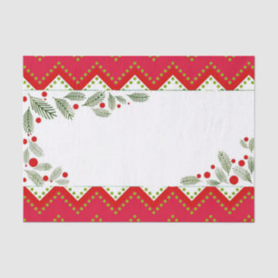 Papier Mousseline Red Chevron Vacances verdure Joyeux Noël