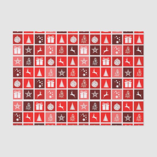 Papier Mousseline Red Christmas Holiday Cute Tree Reinder (Recto)