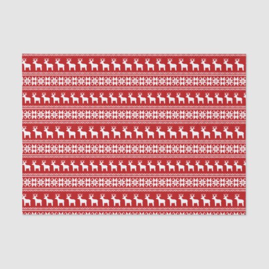 Papier Mousseline Red Christmas Reindeer Snowflake Classic Motif (Recto)