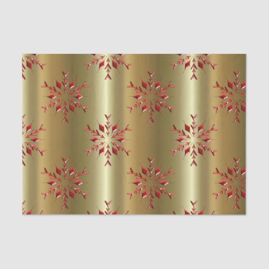 Papier Mousseline Red Christmas Stars on Gold (Recto)