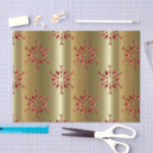 Papier Mousseline Red Christmas Stars on Gold (Artisanat)