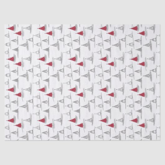 Papier Mousseline Red Christmas Tree Pattern#5 ID1009 (Recto)