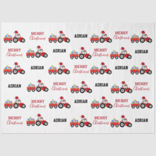 Papier Mousseline Red Christmas Truck Farm Nom personnalisé
