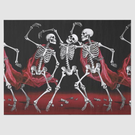 Papier Mousseline Red Death Dancing Skeletons Mariage gothique (Recto)