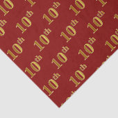 Papier Mousseline Red, Faux Gold 10th (Dixième) Event Tissue Paper (Détail)