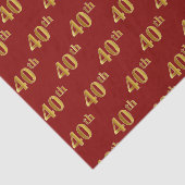 Papier Mousseline Red, Faux Gold 40th (Quarantième) Event Tissue Pap (Détail)