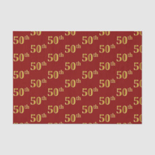 Papier Mousseline Red, Faux Gold 50th (Cinquantième) Event Tissue Pa