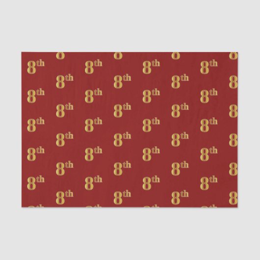 Papier Mousseline Red, Faux Gold 8th (Huitième) Event Tissue Paper (Recto)