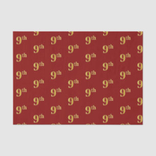 Papier Mousseline Red, Faux Gold 9th (Neuvième) Event Tissue Paper