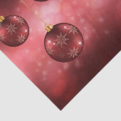 Papier Mousseline Red Festive Baubles de Noël sur Red Bokeh (Détail)