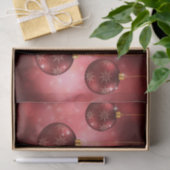 Papier Mousseline Red Festive Baubles de Noël sur Red Bokeh (Cadeau)