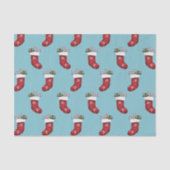 Papier Mousseline Red Festive Noël Motif sur bleu (Recto)