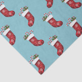 Papier Mousseline Red Festive Noël Motif sur bleu (Détail)