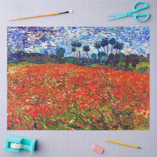 Papier Mousseline Red Flower Field, Van Gogh (Artisanat)
