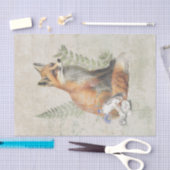 Papier Mousseline Red Fox Fern Champhroom Woodland Forest Decoupage (Artisanat)