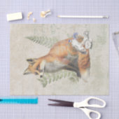 Papier Mousseline Red Fox Fern Champhroom Woodland Forest Decoupage (Artisanat)