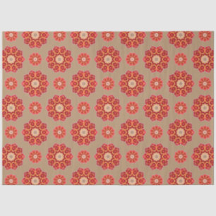Papier Mousseline Red Geo Peony sur Fawn