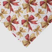 Papier Mousseline Red Gold Bows Christmas (Détail)