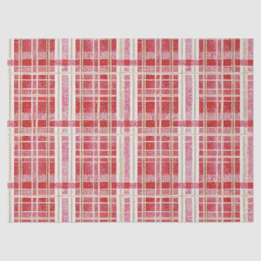 Papier Mousseline Red Gold Christmas Plaid Pattern#2 ID1009 (Recto)
