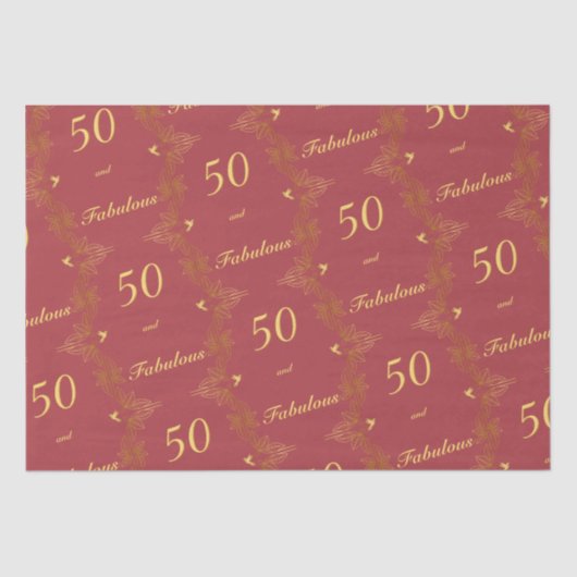 Papier Mousseline Red Gold moderne 50 Fabuleux anniversaire (Recto)