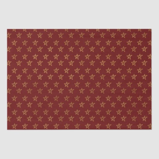 Papier Mousseline Red Gold Stars brillent (Recto)