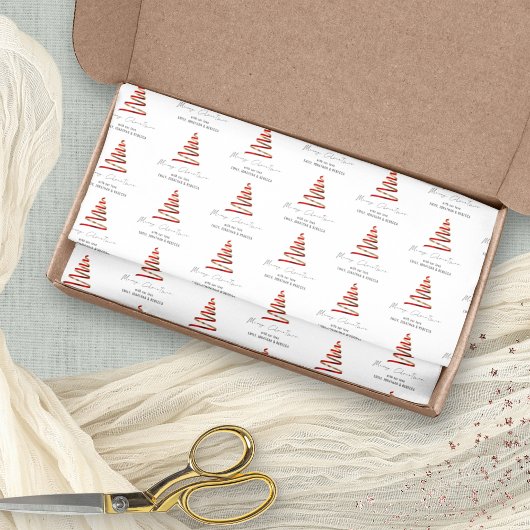 Papier Mousseline Red Gold Tree Nom du Motif Joyeux Noël