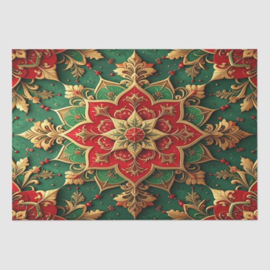 Papier Mousseline Red Green Decorative Holiday Tissue Paper (Recto)
