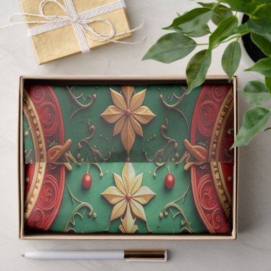 Papier Mousseline Red Green Decorative Holiday Tissue Paper (Cadeau)