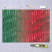 Papier Mousseline Red Green Gold Stripes (Artisanat)