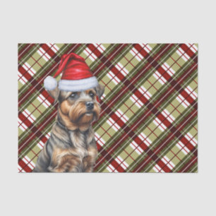 Papier Mousseline Red Green Holiday Plaid Bordure de Noël Terrier