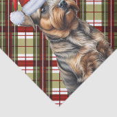 Papier Mousseline Red Green Holiday Plaid Bordure de Noël Terrier (Détail)