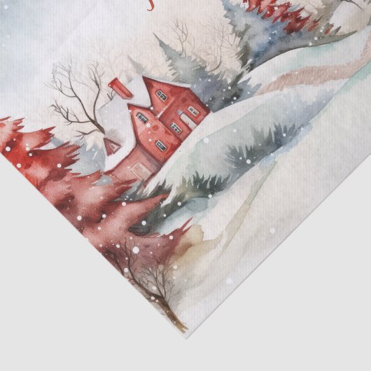 Papier Mousseline Red Green Pine Trees Bois (Détail)