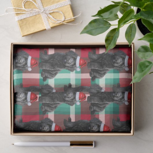 Papier Mousseline Red Green Plaid Labradooda Chien Noël (Cadeau)