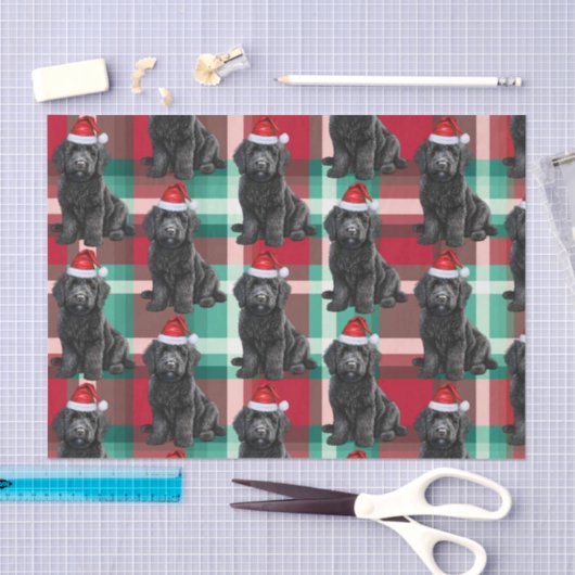 Papier Mousseline Red Green Plaid Labradooda Chien Noël (Artisanat)