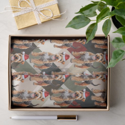 Papier Mousseline Red Green Plaid Lakeland Terrier Noël (Cadeau)