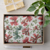 Papier Mousseline Red Green Retro Plaid Bows Christmas (Cadeau)