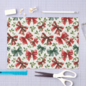 Papier Mousseline Red Green Retro Plaid Bows Christmas (Artisanat)