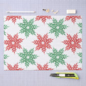 Papier Mousseline Red & Green Watercolor Snowflake Pattern 2 (Artisanat)